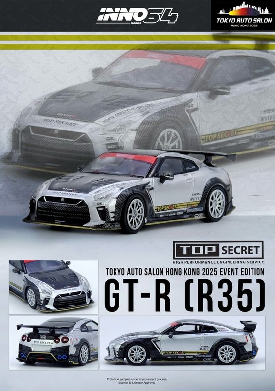 [PREORDER] INNO64 Nissan GT-R (R35) Top Secret Silver | 2025 Tokyo Auto Salon Hong Kong