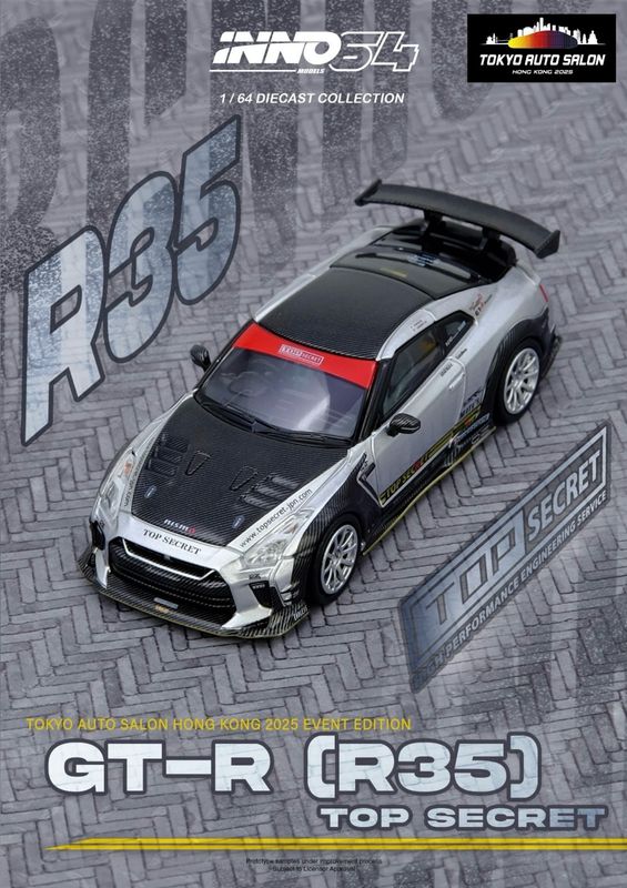 INNO64 Nissan GT-R (R35) Top Secret Silver | 2025 Tokyo Auto Salon Hong Kong