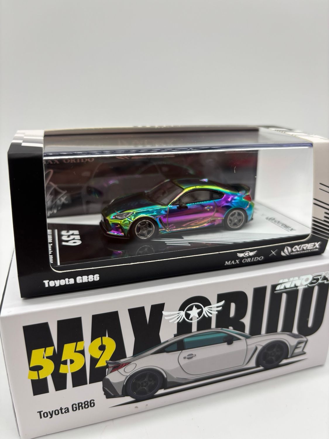INNO64 x Max Orido x ALPHAREX Toyota GR86 Iridescent Chrome Chase