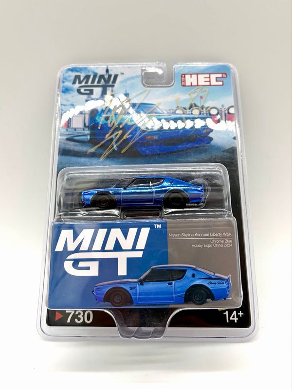 #730 MINI GT Nissan Skyline Kenmeri Liberty Walk Chrome Blue 2024 HEC Hobby Expo China | Car Only