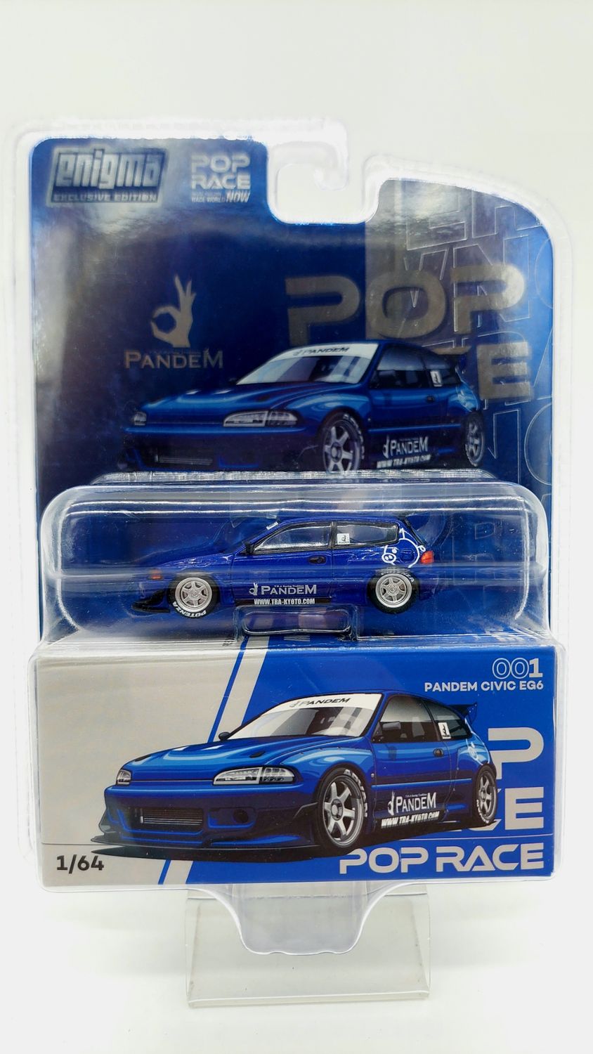POP RACE 1:64 Pandem Civic EG6 V1.5 Metallic Blue Blister | ENIGMA Exclusive (001)