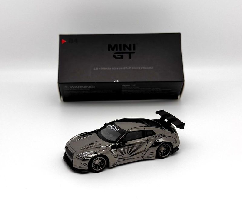 [UNSEALED] #84 MINI GT Nissan GT-R35 LB Works Black Chrome | Director’s Gift