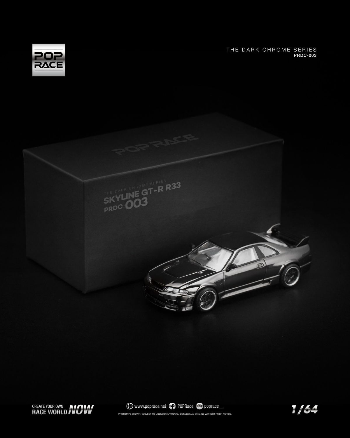 POP RACE Nissan Skyline GT-R R33 Dark Chrome Series (PRDC003)