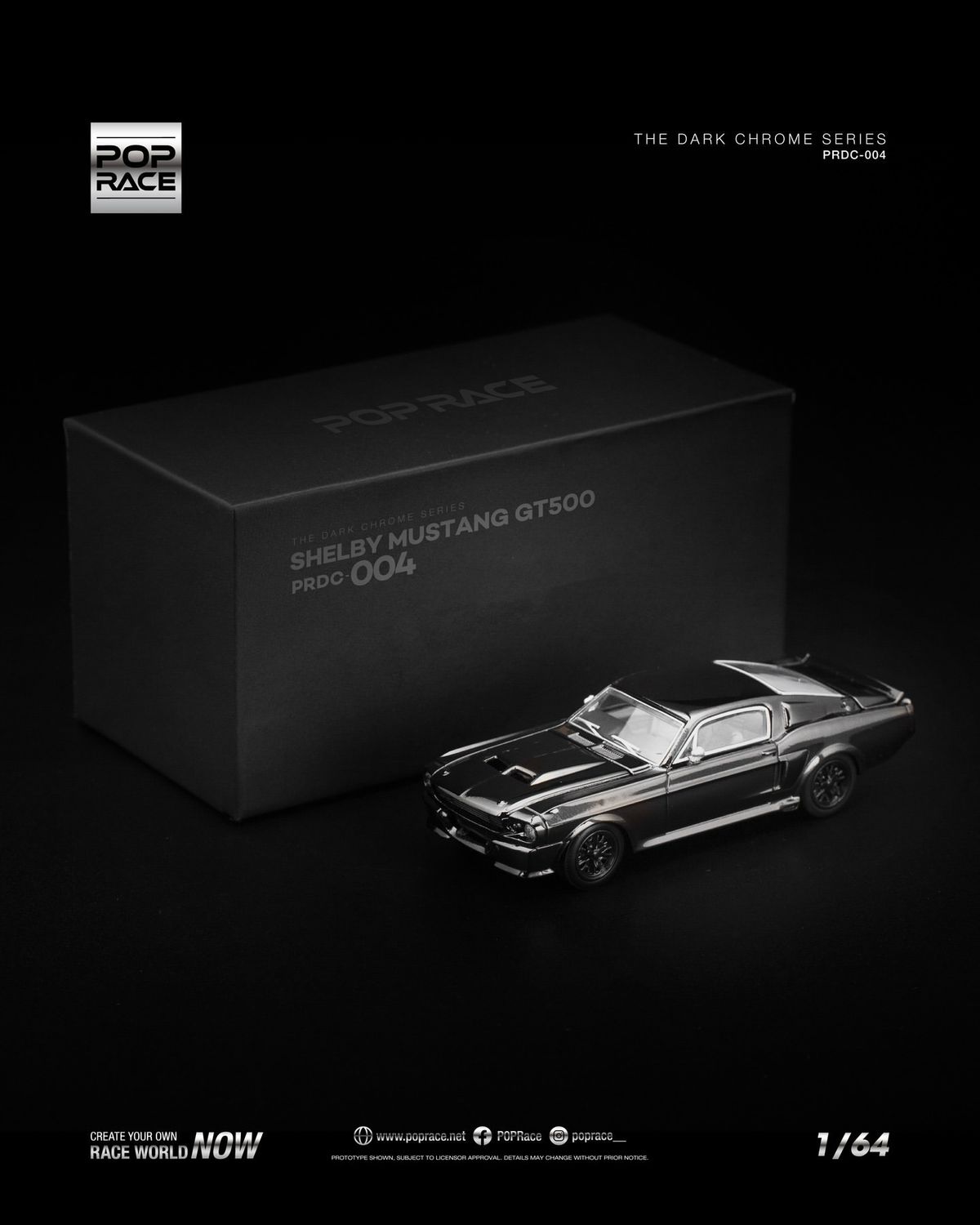 POP RACE Shelby Mustang GT500 Dark Chrome Series (PRDC004)