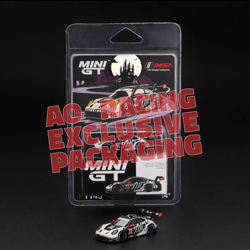 [PREORDER] #1143 MINI GT Skeleton Rexy Porsche 911 GT3 R #77 GTD PRO AO Racing (Blister) | 2025 IMSA Petit Le Mans