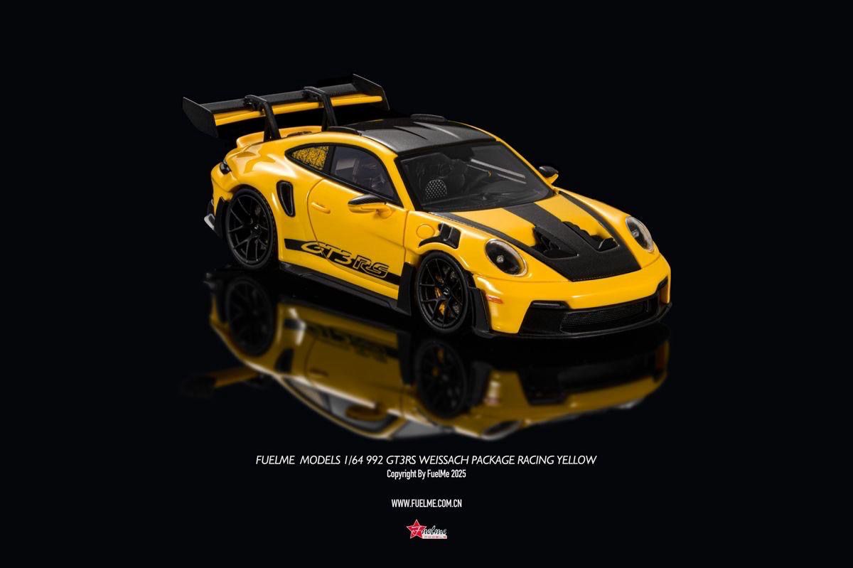 Fuelme 1/64 911 GT3RS イエロー FuelMe 1/64 Model Resin Porsche 992 GT3RS Weissach Package Yellow