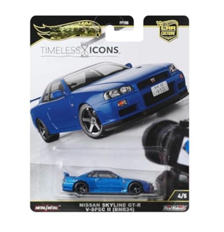 [PREORDER] Hot Wheels Premium Car Culture Timeless Icons Nissan Skyline GT-R V-Spec II (BNR34) Blue | Singles