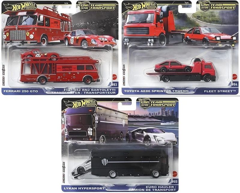 2025 Hot Wheels Team Transport Mix 4H Set of 3 (Ferrari, Lycan, Toyota)
