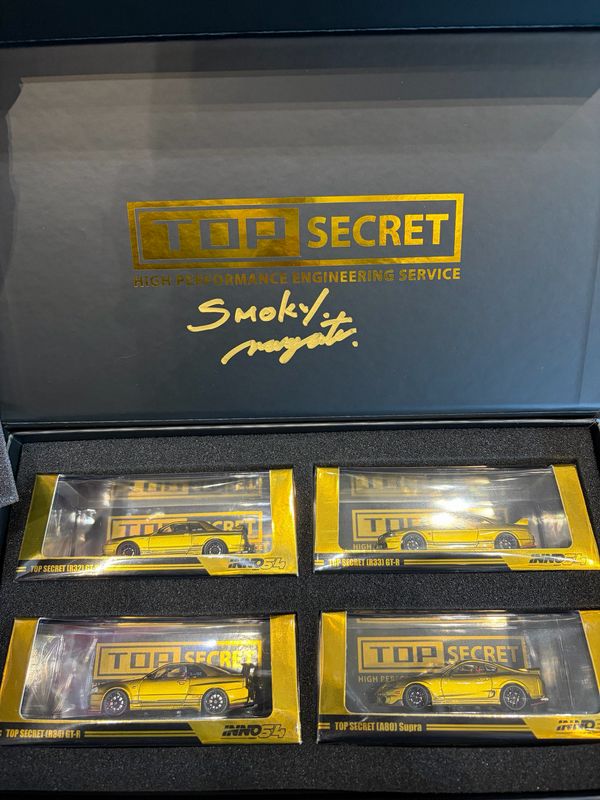 [UNSEALED] INNO64 TOP SECRET Box Set Collection R32/R33/R34/Supra A80 4-Car Bundle | Smokey Nagata Signed | 2026 Tokyo Autosalon Japan