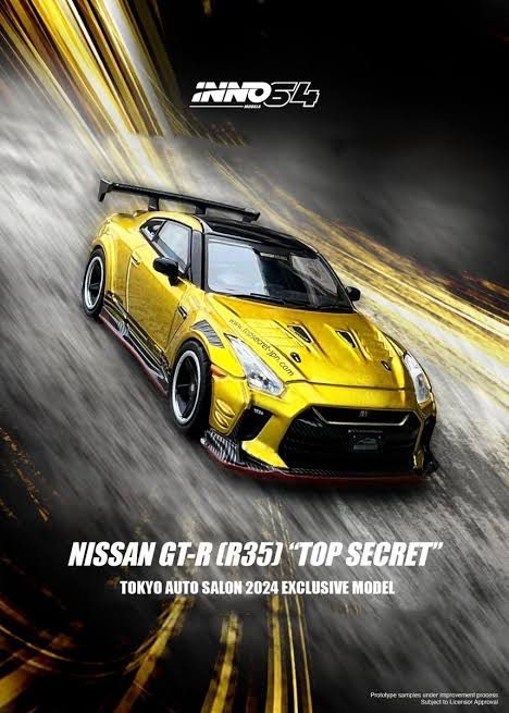 INNO64 Nissan GT-R (R35) “Top Secret” Gold TAS 2022 Exclusive Event Model | 2024 Tokyo Autosalon Japan