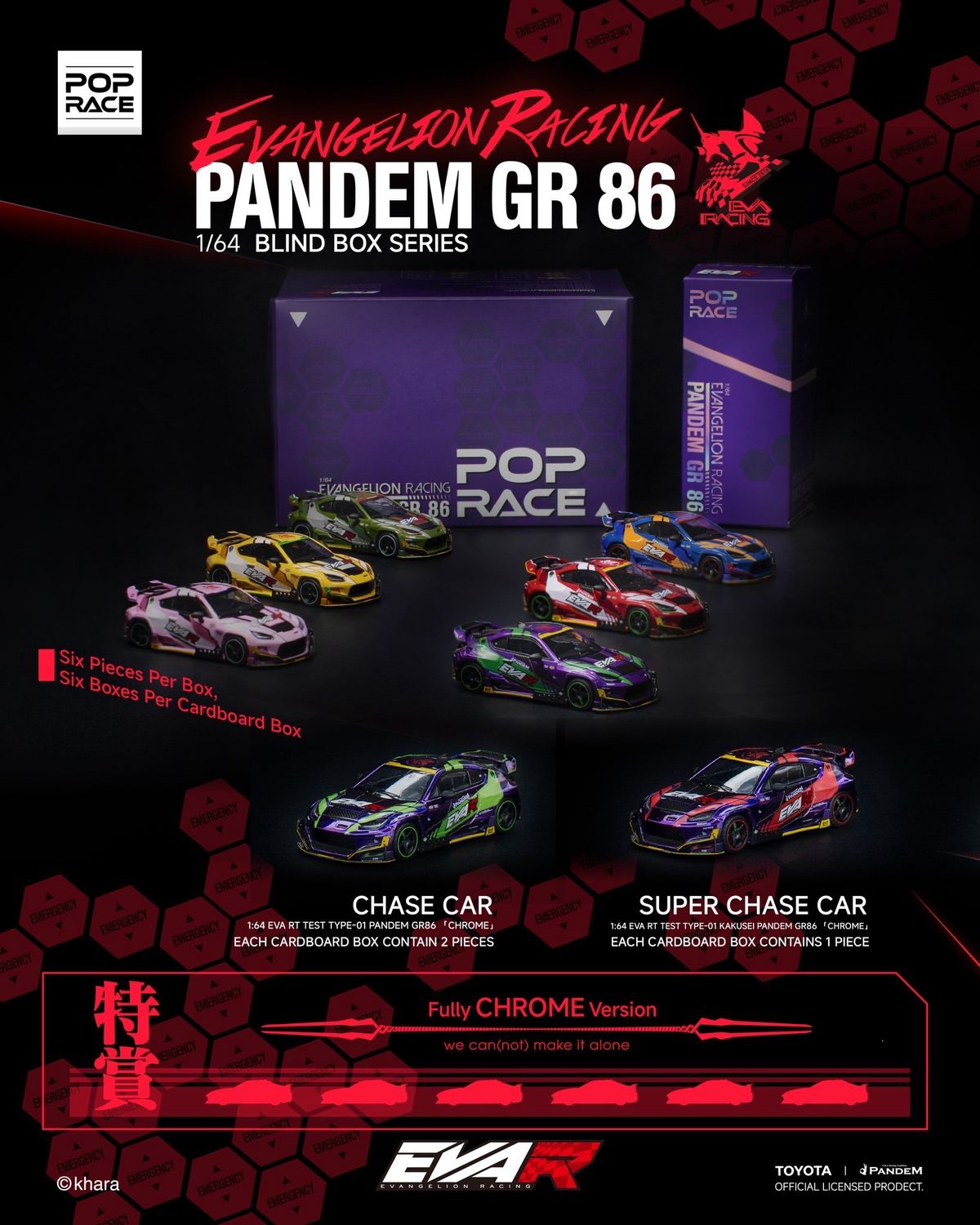 [PREORDER] POP RACE x Evangelion Racing Pandem GR 86 Blind Box Series | Pack of 6