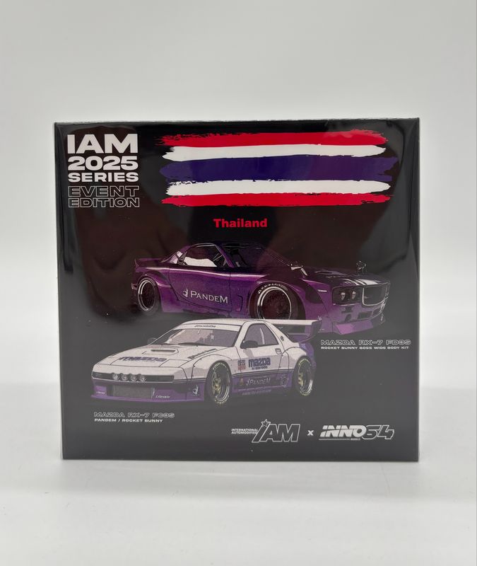 INNO64 Mazda RX-7 FC3S Pandem Rocket Bunny White & Wide Body Kit Purple Event Edition | 2025 IAM Bangkok Thailand INNO64 Mazda RX-7 FC3S Pandem Rocket Bunny White & Wide Body Kit Purple Event Edition | 2025 IAM Bangkok Thailand