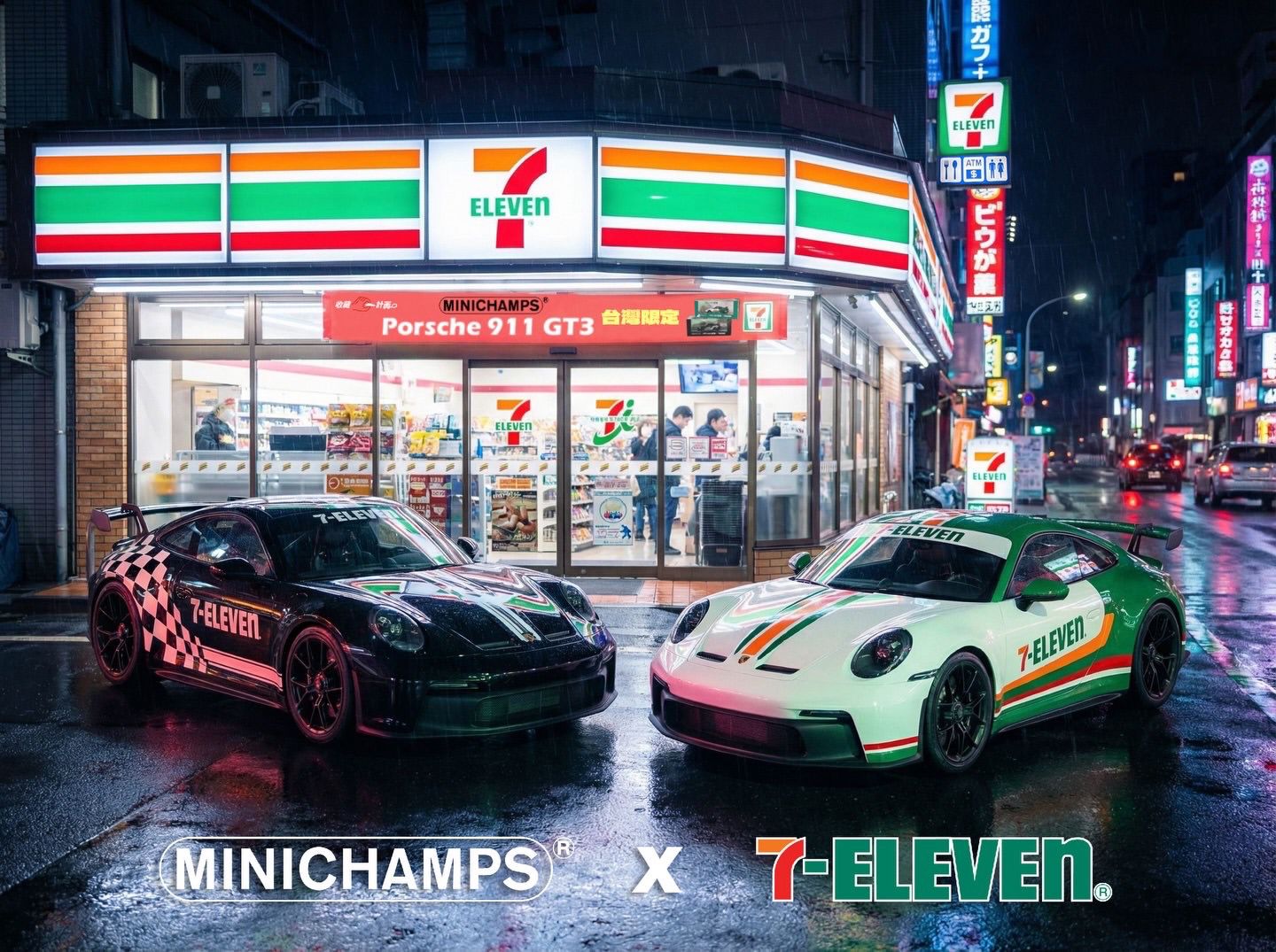 PREORDER] MINICHAMPS x 7-11 Porsche 911 GT3 7-11 Livery & Black
