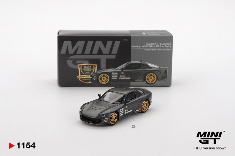 #1154 MINI GT Mazda RX-7 RE-Amemiya Matsukiyo KOKU 3 Rotor NA-7 w/ Trophy TAS 2025 Best Tuned Car Award | RE-Amemiya Exclusive / 2026 Tokyo Autosalon Japan