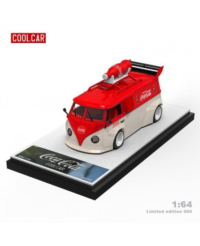 COOLCAR 1/64 Volkswagen VW T1 Panel Bus Coca-Cola Livery with Bottle Rack COOLCAR 1/64 Volkswagen VW T1 Panel Bus Coca-Cola Livery with Bottle Rack