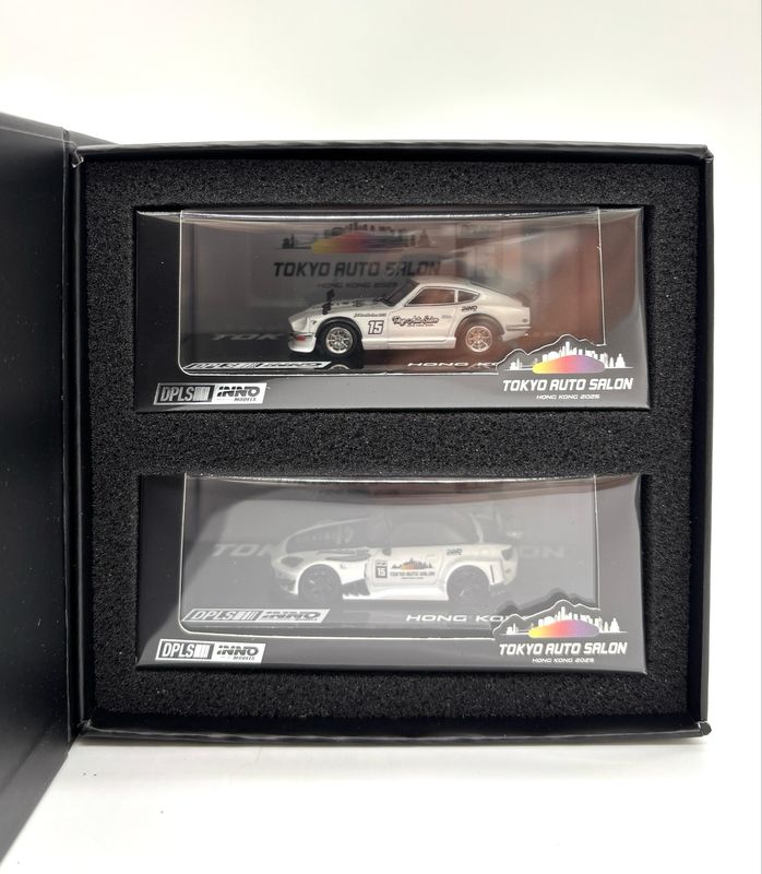INNO64 x DPLS x TASHK Honda S2000 &amp; Nissan Fairlady Chase Twin Car Box Set | 2025 Tokyo Auto Salon Hong Kong
