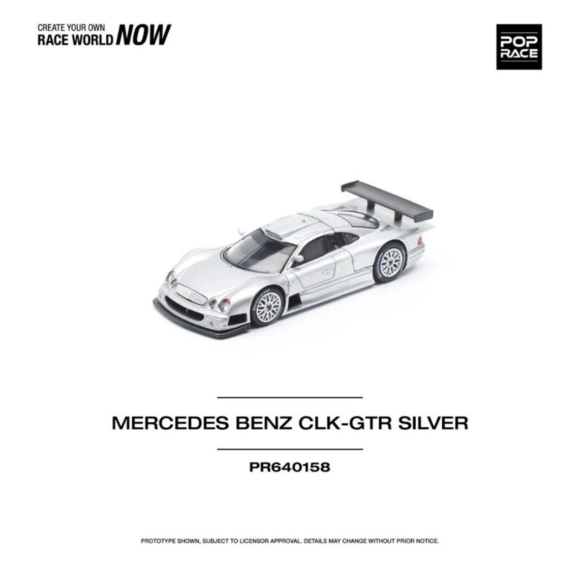 POP RACE Mercedes Benz CLK GTR Silver (PR64-158) POP RACE Mercedes Benz CLK GTR Silver (PR64-158)