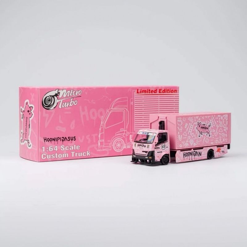 MicroTurbo 1/64 Hoonipigasus Pink Pig Flatbed Tow Truck