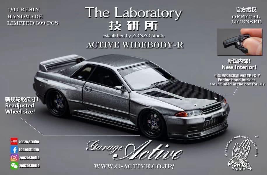 Zonzo The Laboratory 1/64 Active R32 Gunmetal Grey with Carbon Hood Dealer Exclusive Base Zonzo The Laboratory 1/64 Active R32 Gunmetal Grey with Carbon Hood Dealer Exclusive Base