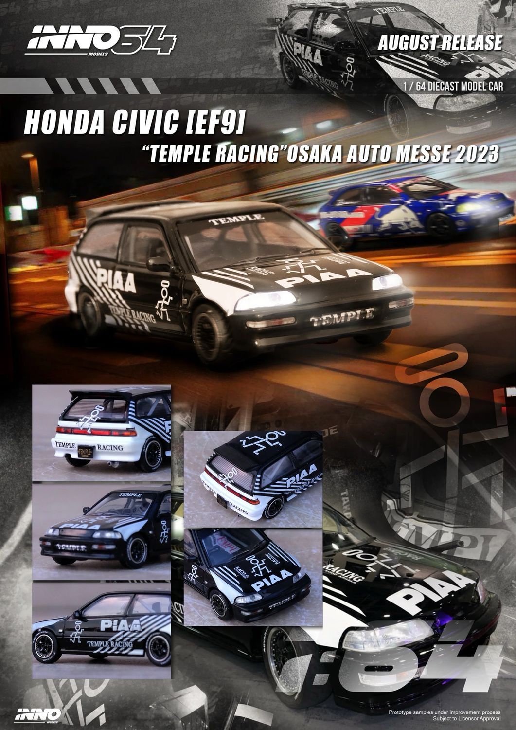 INNO64 Honda Civic EF9 "Temple Racing" Livery Black | 2023 Osaka Auto Messe INNO64 Honda Civic EF9 "Temple Racing" Livery Black | 2023 Osaka Auto Messe