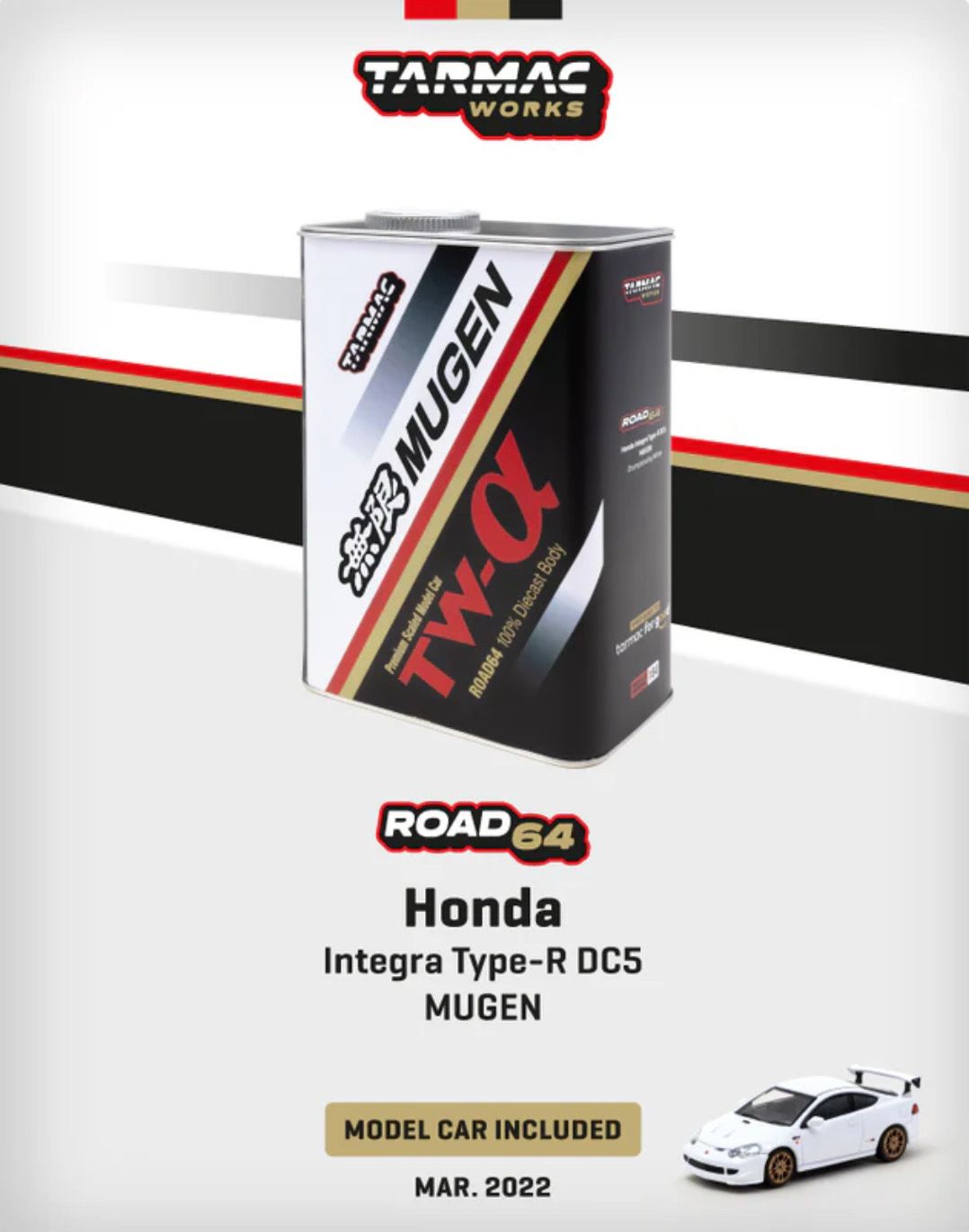 Tarmac Works Honda Integra Type-R DC5 MUGEN White in Oil Can Display