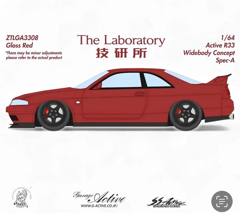 Zonzo The Laboratory 1/64 Resin Active Widebody BCNR33 Gloss Red Zonzo The Laboratory 1/64 Resin Active Widebody BCNR33 Gloss Red