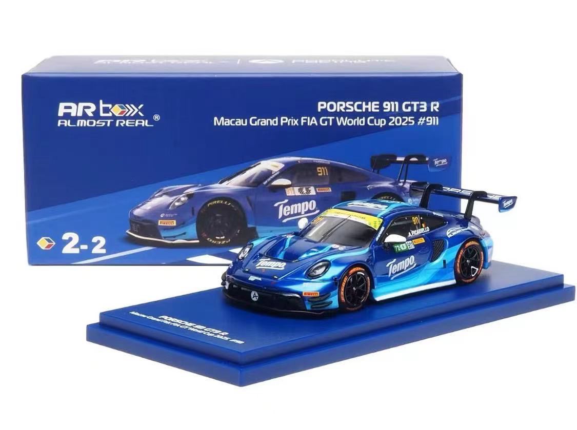 [PREORDER] Almost Real 1/64 Tempo Livery Porsche 911 GT3 R Macau Grand Prix FIA GT World Cup 2025 #911 (2-2)