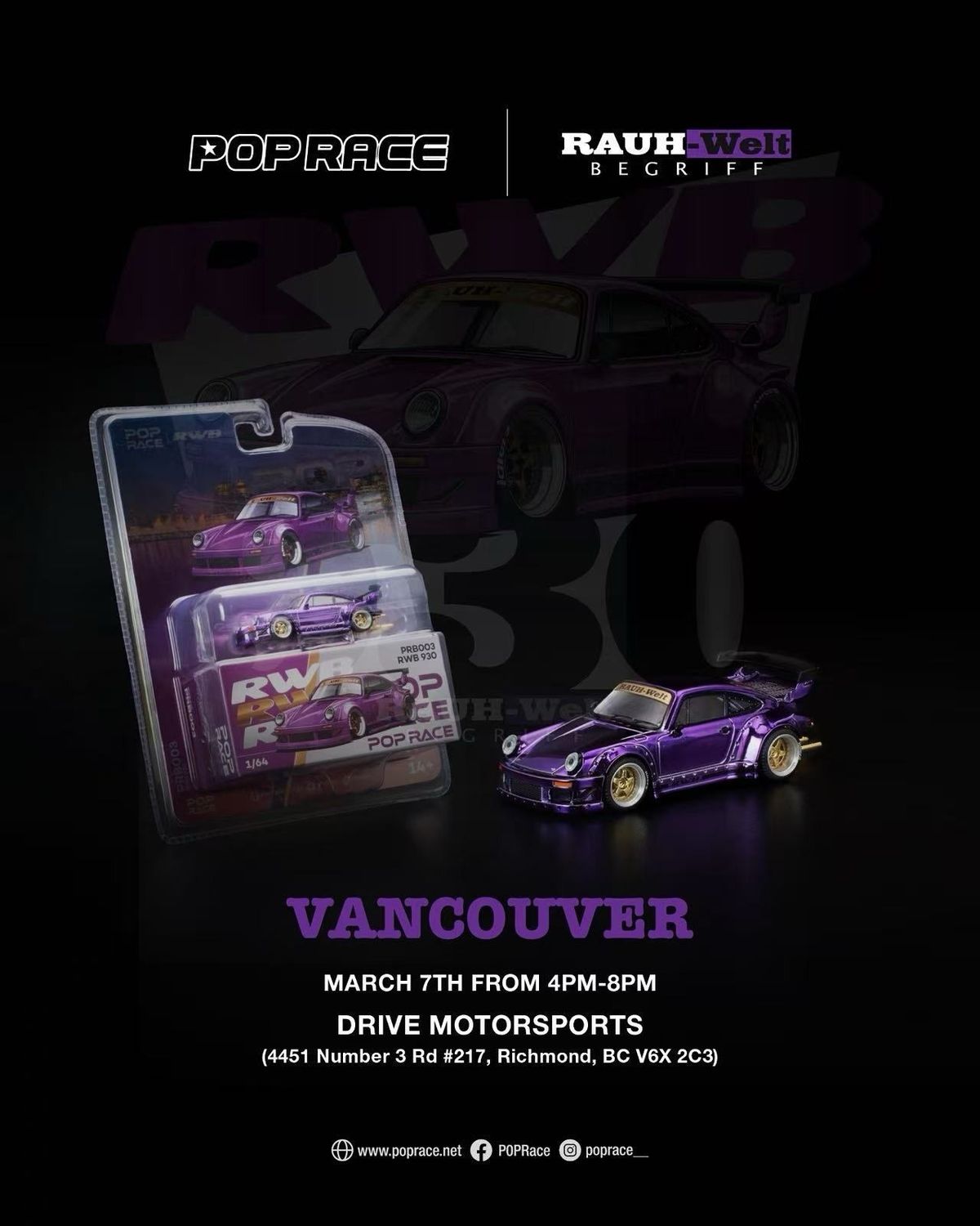 [PREORDER] POP RACE RWB 930 Purple Chrome Event Exclusive (PRB003) | Vancouver Drive Motorsports