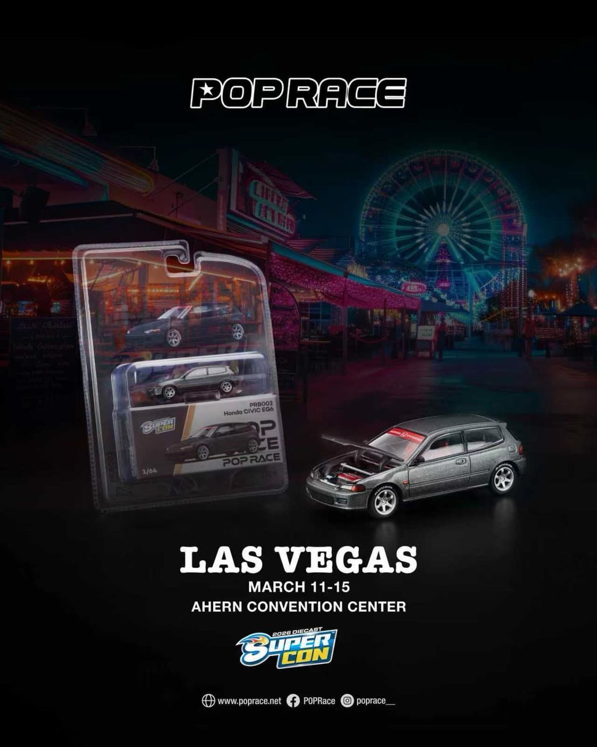 [PREORDER] POP RACE Honda Civic EG6 (PRB002) | 2026 Las Vegas Diecast Supercon