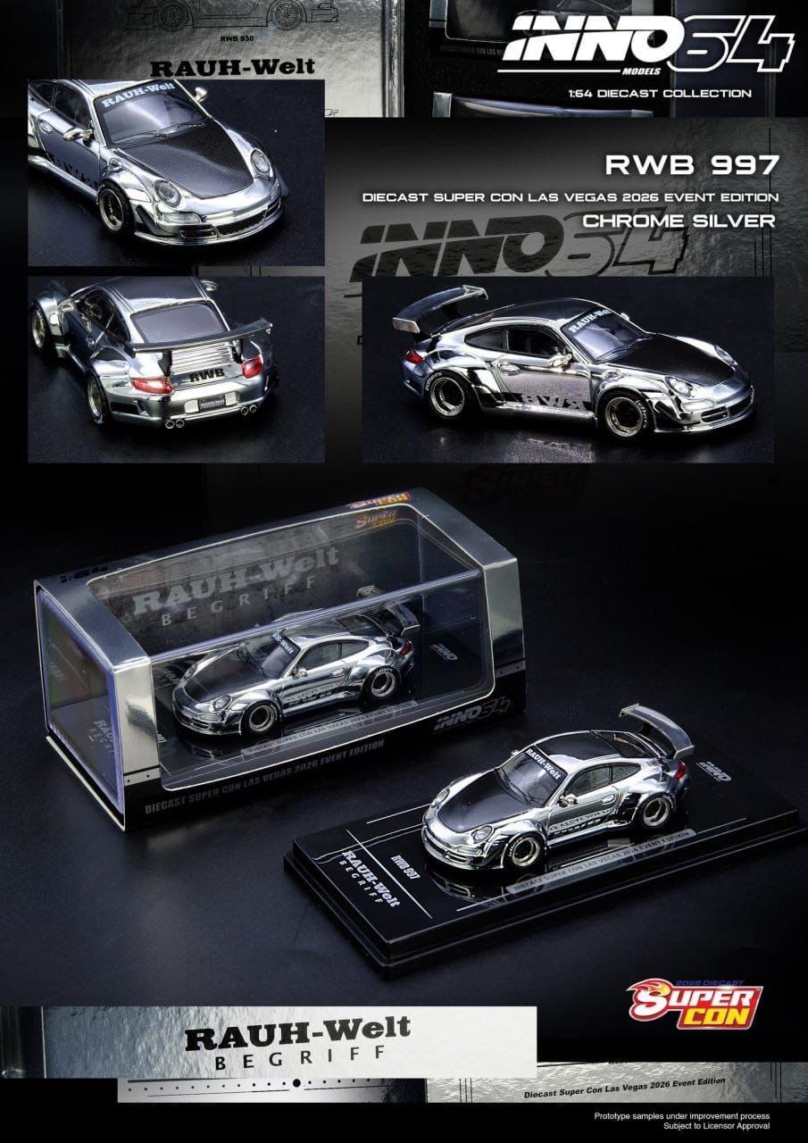 [PREORDER] INNO64 RWB 997 Chrome Silver | 2026 Las Vegas Diecast Supercon