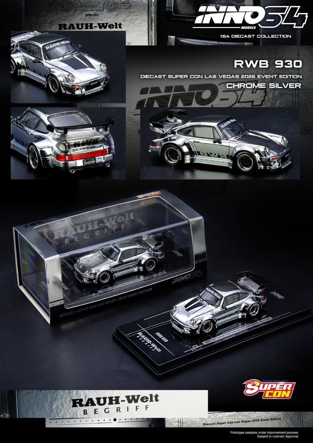 [PREORDER] INNO64 RWB 930 Chrome Silver | 2026 Las Vegas Diecast Supercon