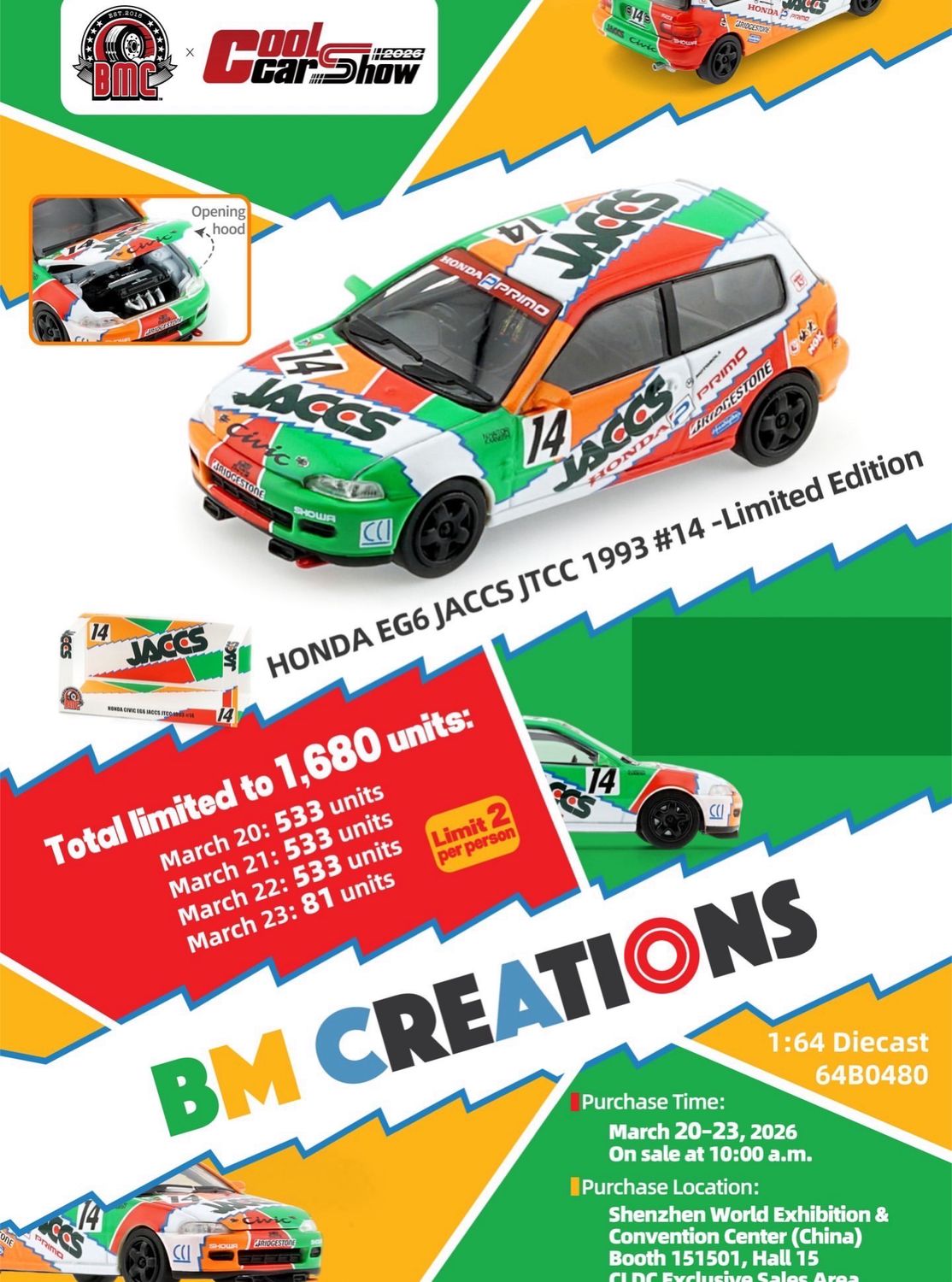 [PREORDER] BMC Models Honda EG6 JACCS JTCC 1993 #14 | 2026 Cool Car Show