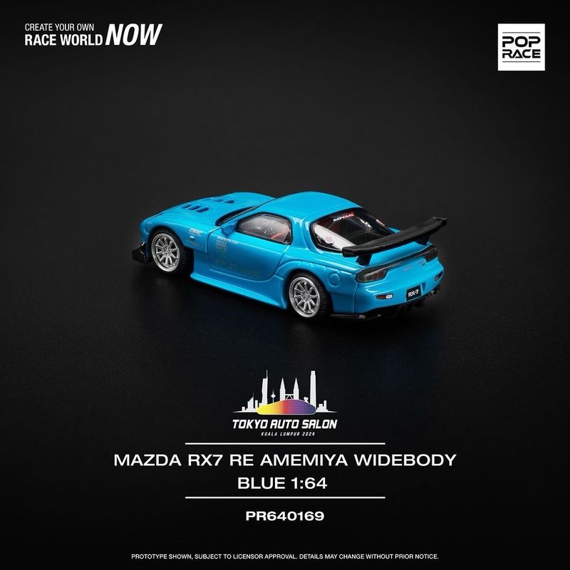 [UNSEALED] POP RACE Mazda RX7 RE-AMEMIYA Widebody Blue (PR64-169) | 2024 TAS Tokyo Autosalon KL