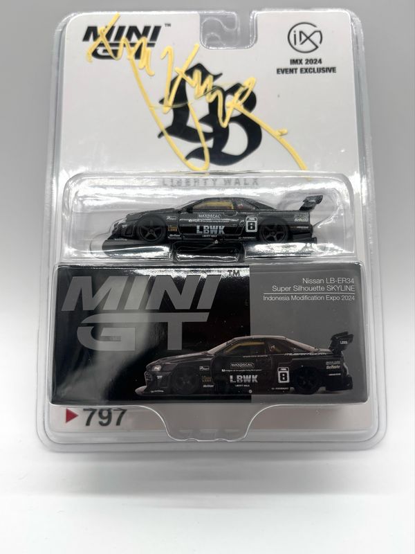 #797 MINI GT Nissan LB-ER34 Super Silhouette Skyline Liberty Walk Exclusive (Signed) | 2025 Indonesia Modification Expo (IMX)