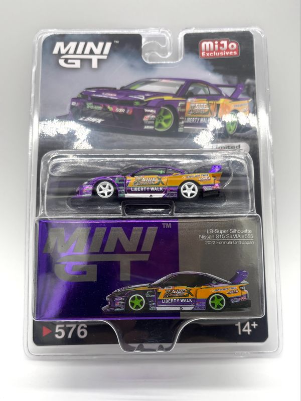 #576 MINI GT LB-Super Silhouette Nissan S15 Silvia #555 Purple Chrome Chase | 2022 Formula Drift