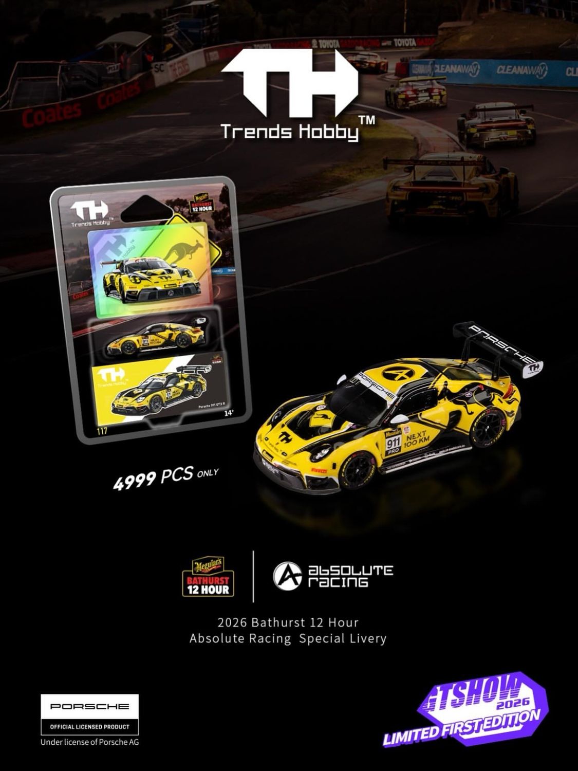 [PREORDER] Trends Hobby 2026 Bathurst 12 Hour Absolute Racing Special Livery Yellow | 2026 Cool Car Show