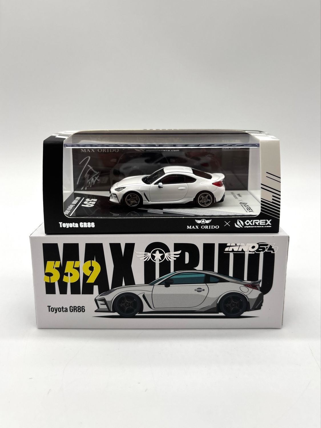 [UNSEALED] INNO64 x Max Orido x ALPHAREX Toyota GR86 White | 2025 Tokyo Auto Salon Hong Kong