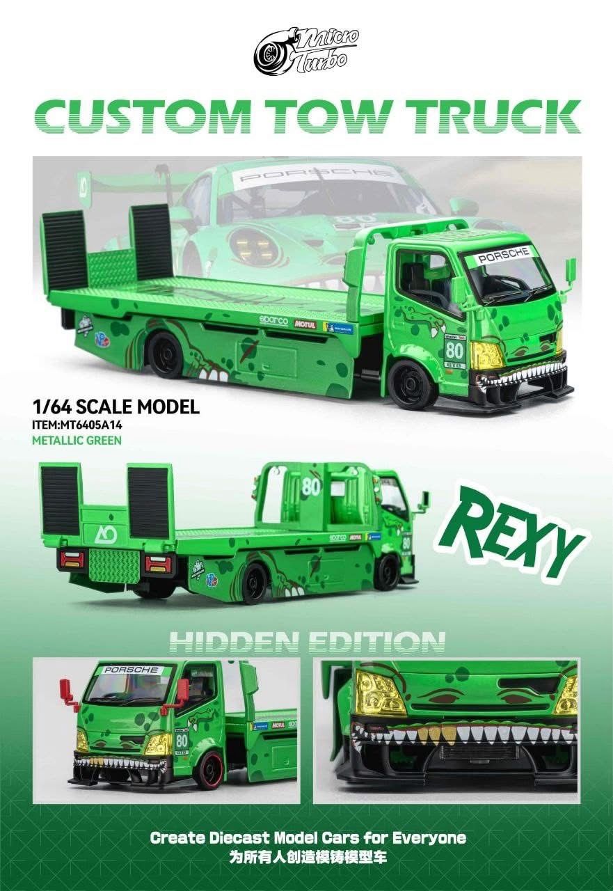 [PREORDER] MicroTurbo 1/64 300 Series II Custom Tow Truck Rexy Livery Green | Chance of Chase