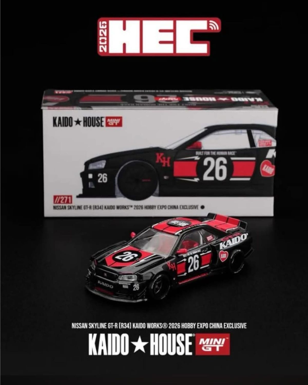 [PREORDER] KAIDOHOUSE Nissan Skyline GT-R (R34) Kaido Works #26 (KHMG271) | 2026 Hobby Expo China