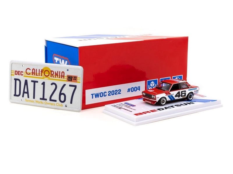 2022 Tarmac Works Owners Club (TWOC) BRE Datsun 510 Trans-Am 2.5 Championship 1972 #46 &amp; Number Plate