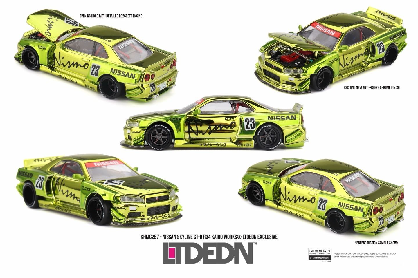 [PREORDER] KAIDOHOUSE Nissan Skyline GT-R (R34) Kaido Works LTD EDN (KHMG257) | 2026 Hobby Expo China
