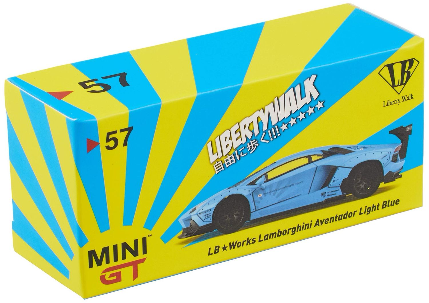 #57 MINI GT LB★WORKS Liberty Walk Lamborghini Aventador Light Blue