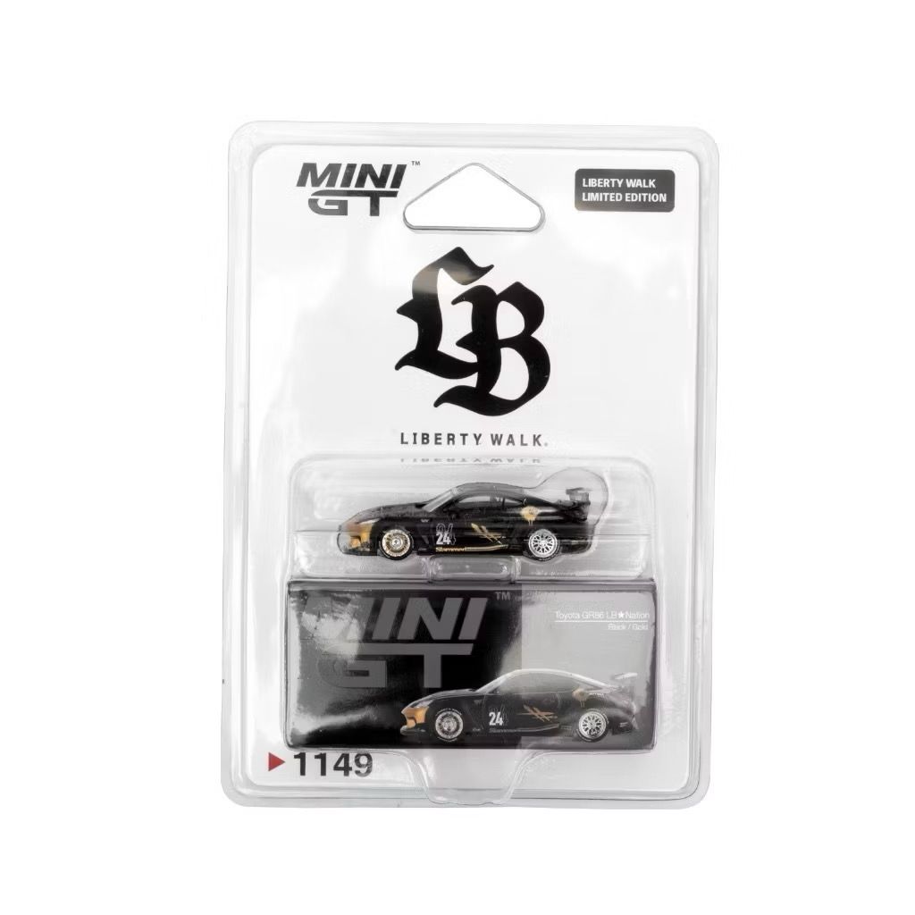 [PREORDER] #1149 MINI GT Liberty Walk Toyota GR86 LB★Nation Black / Gold