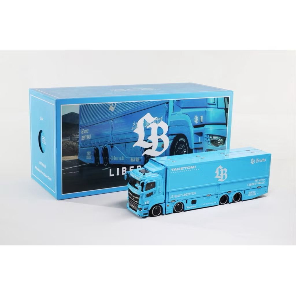 [PREORDER] GCD x Liberty Walk LB-Trucks MITSUBISHI Fuso Super Great Transporter Baby Blue