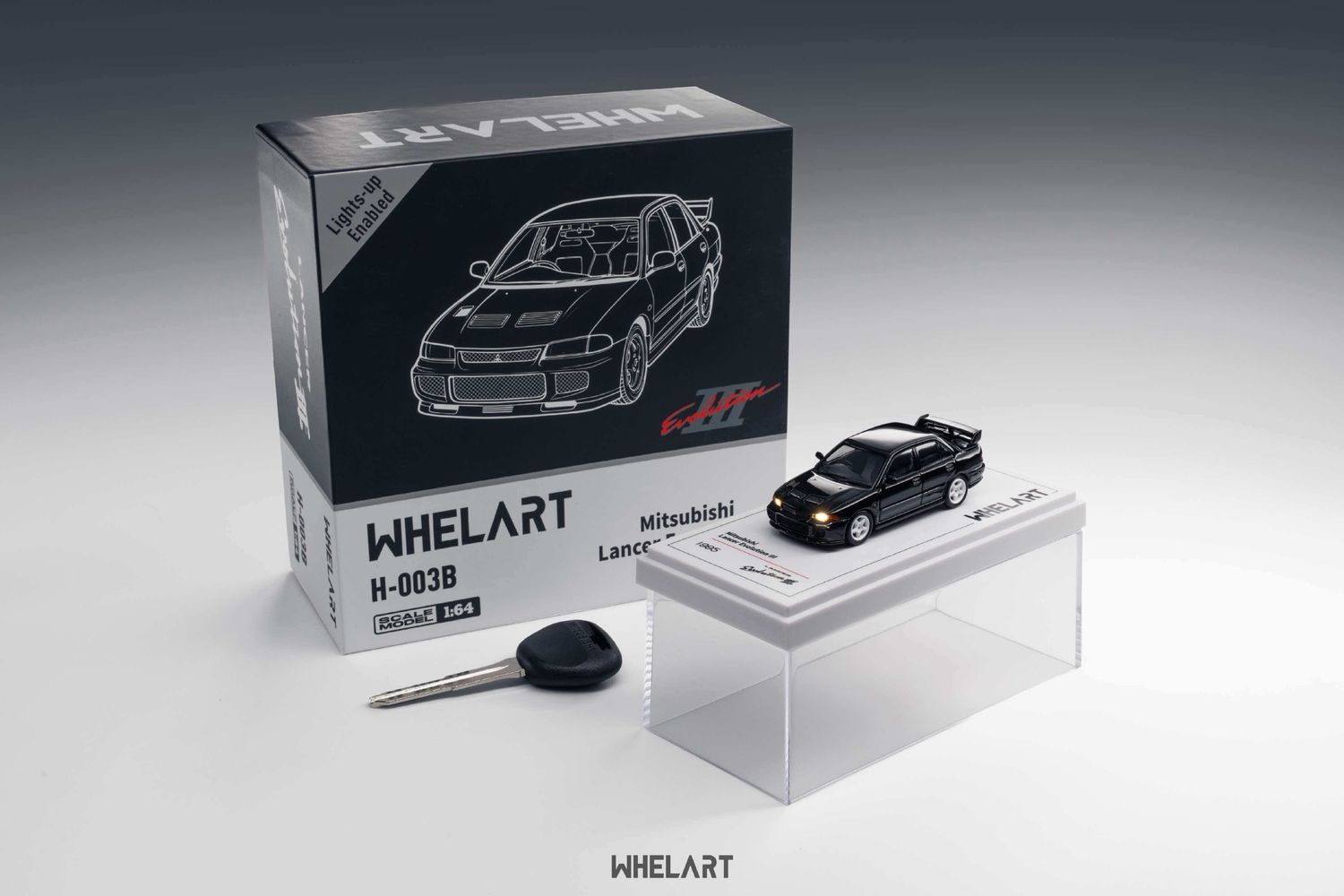 [PREORDER] WHELART 1/64 Mitsubishi Lancer Evo III Black with Light Up Function