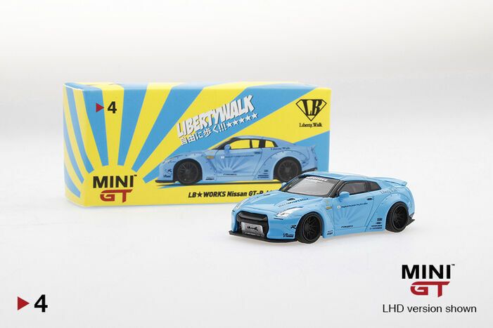 [UNSEALED] #4 MINI GT x Liberty Walk LB Works Nissan GT-R Light Blue