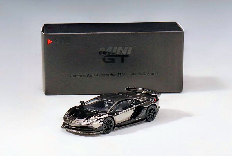 410 MINI GT Lamborghini Aventador SVJ - Black Chrome | Director's Gift