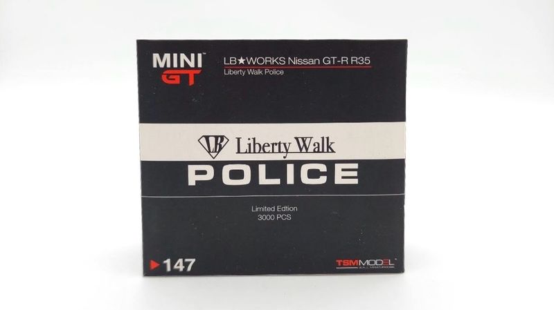 [UNSEALED] #147 MINI GT LB★WORKS Nissan GT-R R35 Liberty Walk Police (including 2 Figurines)