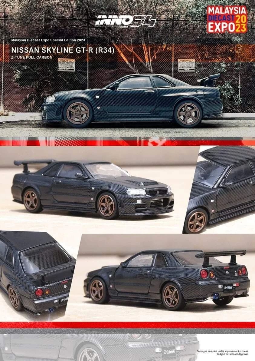 INNO64 Nissan Skyline GT-R (R34) Z-Tune Full Carbon Malaysia Diecast Expo (MDX) Event Edition (Chance of Chase)