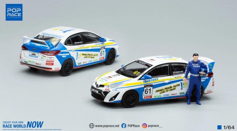 [UNSEALED] POP RACE Toyota GR Vios Overall Champion 2021 TGR Vios Challenge — Tengku Djan 61 With Blue Kit Figure (Signed) | 2023 Malaysia Diecast Expo